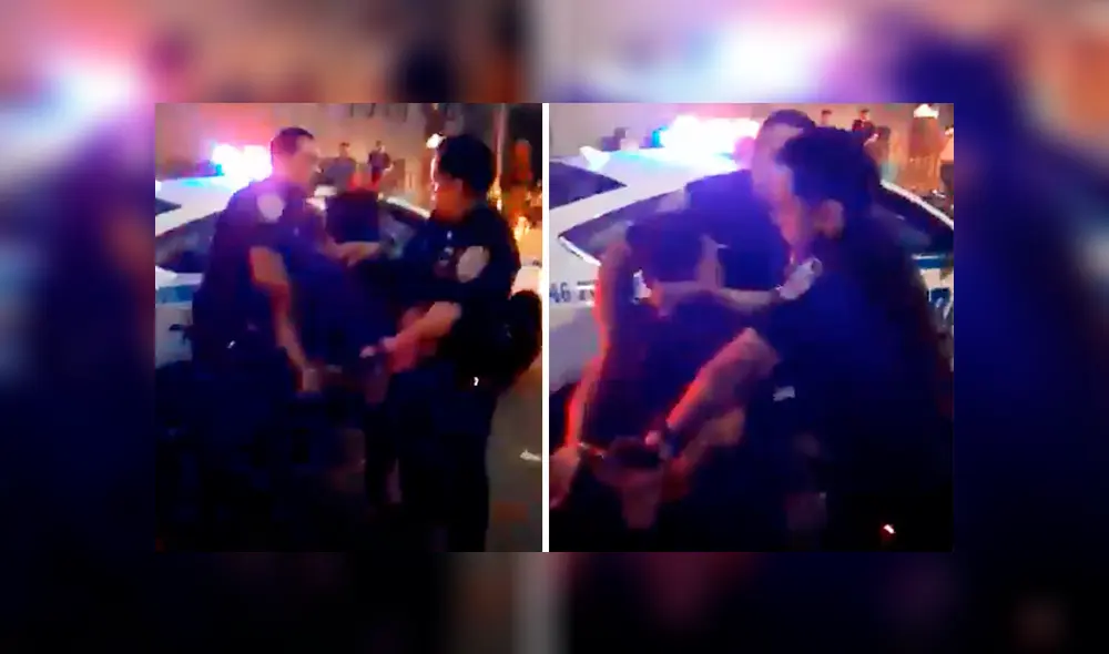 El joven logró someter al efectivo durante unos segundos, hasta que el uniformado consiguió librarse. Foto: Twitter El joven logró someter al efectivo durante unos segundos, hasta que el uniformado consiguió librarse. Foto: Twitter