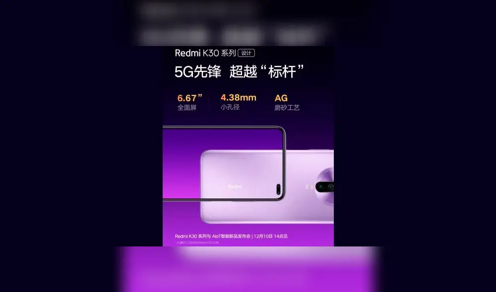 Xiaomi Redmi K30 tendrá una pantalla de 6,67 pulgadas.