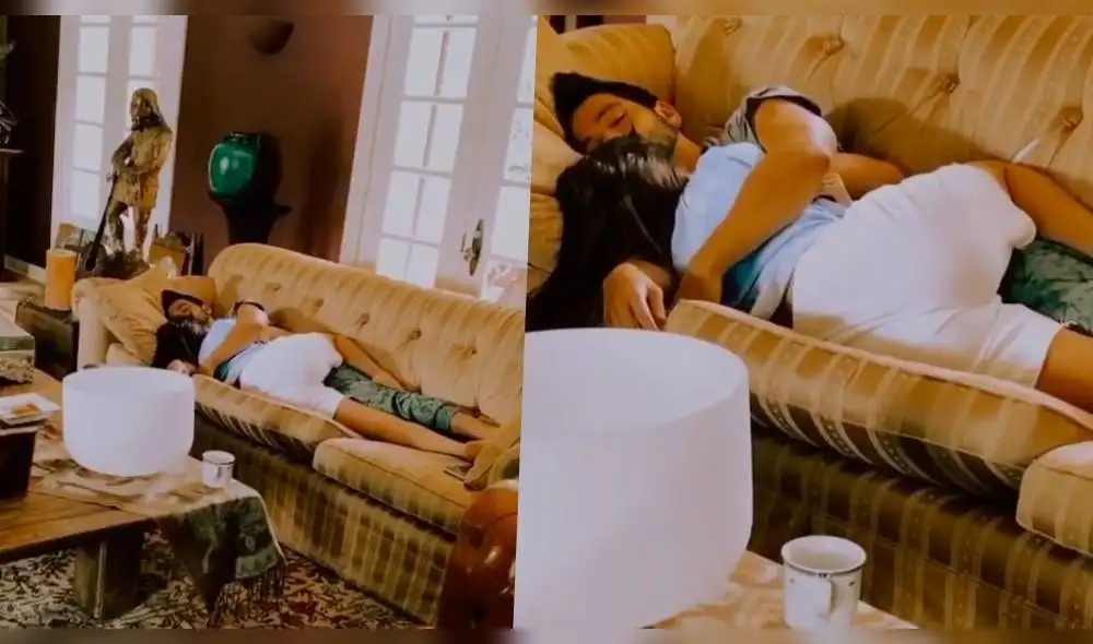 La cámara capta a la joven pareja durmiendo abrazados muy cómodamente. (Foto: Captura)