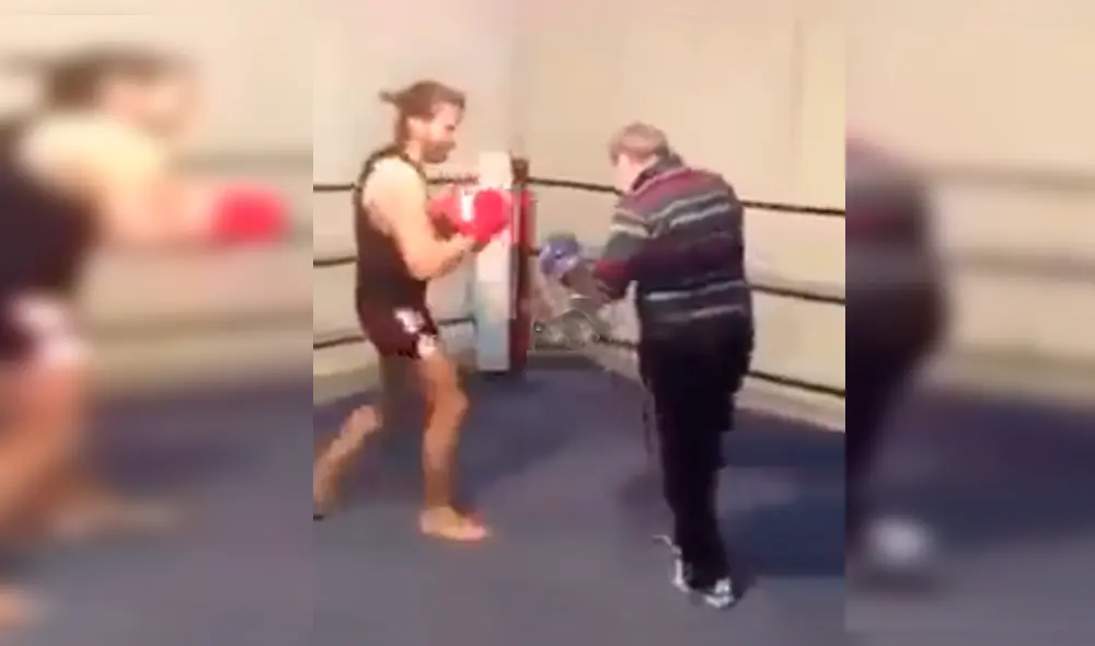 Facebook: boxeador subestima a abuelito en un ring y él le da un brutal merecido [VIDEO]