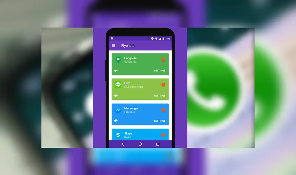 Además de WhatsApp, esta app es compatible con otras apps de mensajería. Foto: Captura.