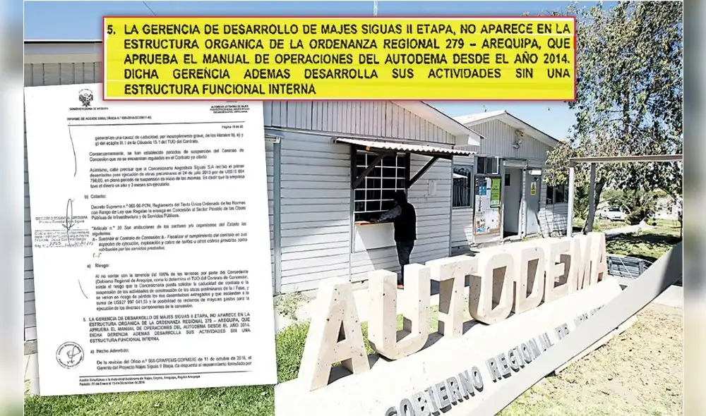 Gerencia a cargo de Majes Siguas II no figura en la estructura de Autodema Gerencia a cargo de Majes Siguas II no figura en la estructura de Autodema