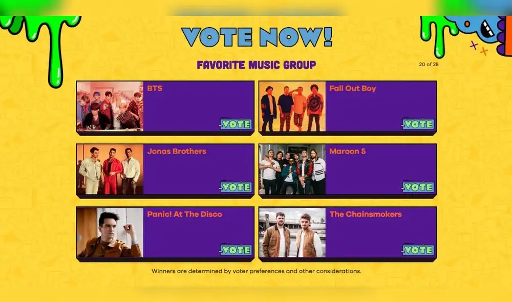 Artistas que compiten en la categoría de grupos musicales.