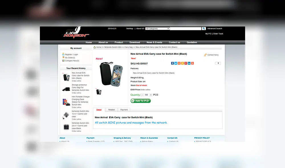 'Nintendo Switch Mini' revelada en tienda de accesorios HonSon.