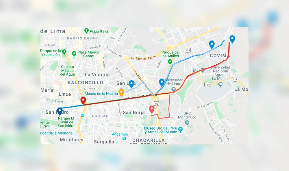 Desliza hacia la izquierda para conocer con Google Maps la ruta que usarán los hinchas para llegar al Estadio Monumental.