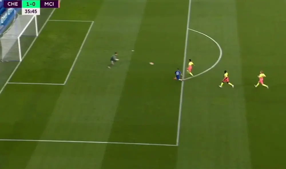 Christian Pulisic aprovechó un balón libre en el mediocampo y corrió a gran velocidad hasta el arco contrario para anotar el 1-0. Foto: Captura de TV/ESPN. Christian Pulisic aprovechó un balón libre en el mediocampo y corrió a gran velocidad hasta el arco contrario para anotar el 1-0. Foto: Captura de TV/ESPN.