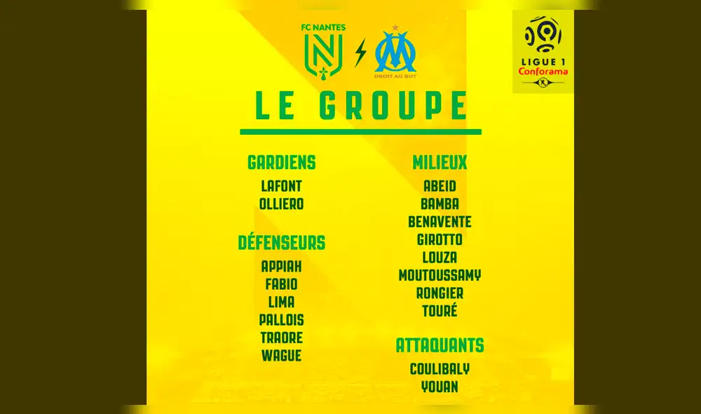 Nantes FC vs Marsella: Cristian Benavente en la banca de suplentes por la fecha 2 de la Ligue 1. Nantes FC vs Marsella: Cristian Benavente en la banca de suplentes por la fecha 2 de la Ligue 1.