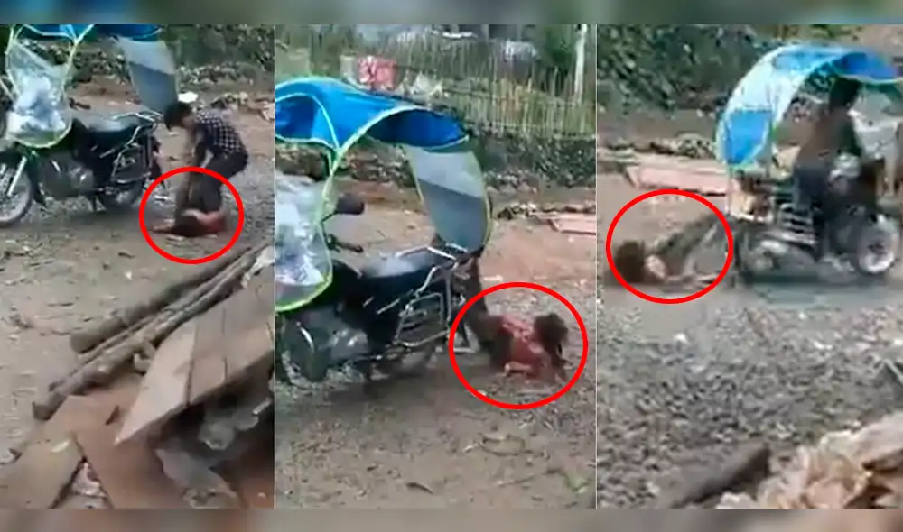 En China un padre castigó a su hija de 10 años arrastrándola con su moto [VIDEO]