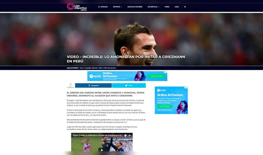 ¡Dio la vuelta al mundo! Celebración de Manzaneda a lo Griezmann fue noticia internacional 