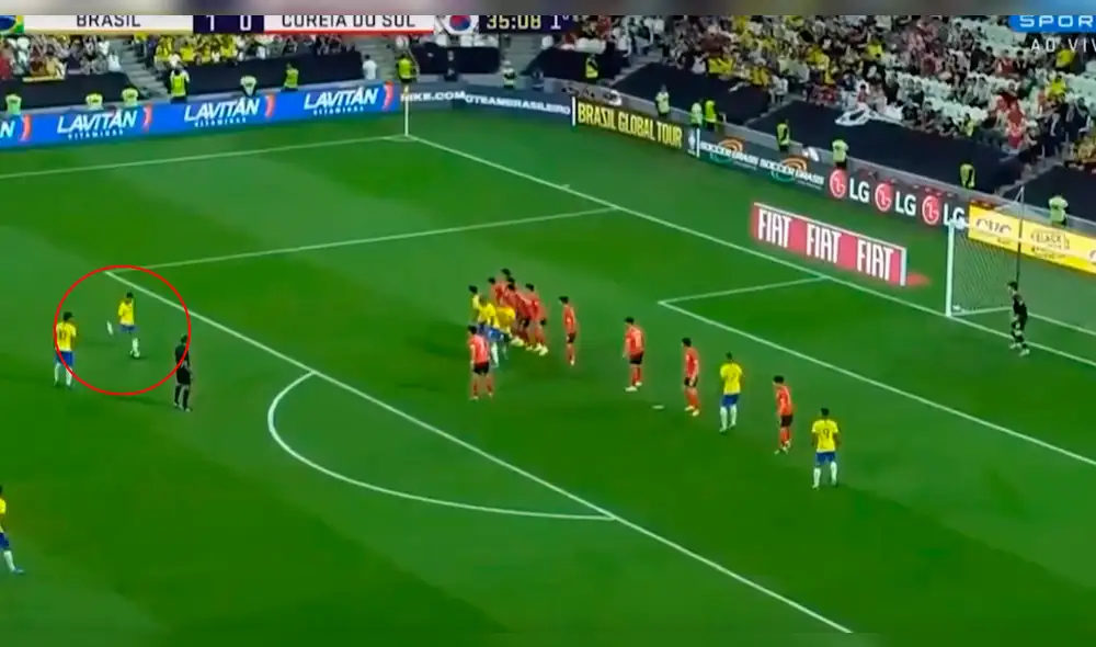 Brasil vs. Corea el Sur: gol de Coutinho de tiro libre en amistoso internacional. Foto: Captura de TV.