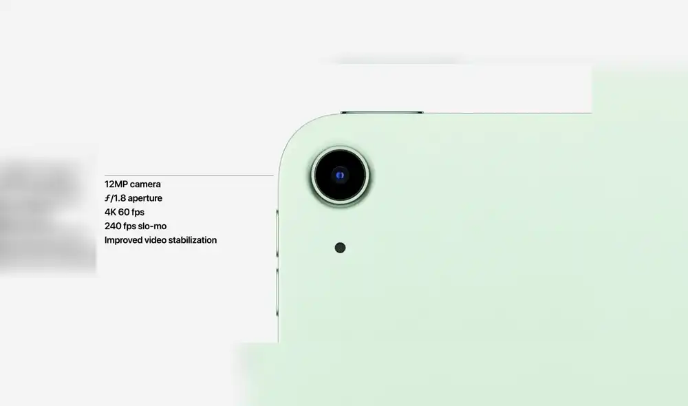 Cámara trasera de 12 MP del iPad Air. | Foto: Apple