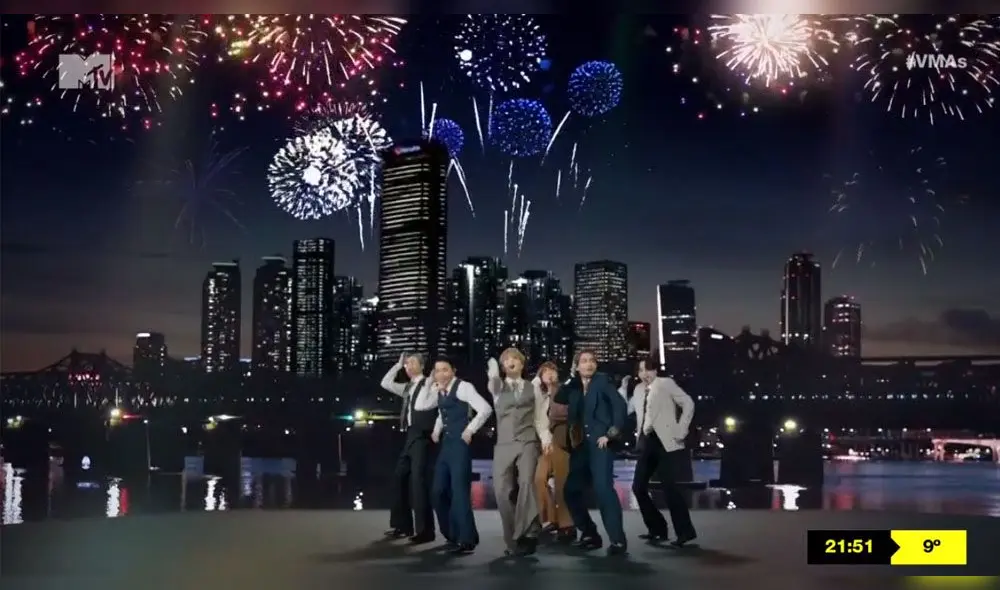 BTS performance "Dynamite" para los MTV VMAs 2020. Créditos: Captura MTV BTS performance "Dynamite" para los MTV VMAs 2020. Créditos: Captura MTV