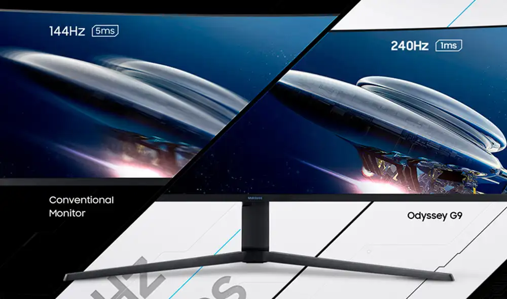 Posee una tasa de actualización de 240hz y un tiempo de respuesta rápido de 1ms. Foto: Samsung Posee una tasa de actualización de 240hz y un tiempo de respuesta rápido de 1ms. Foto: Samsung