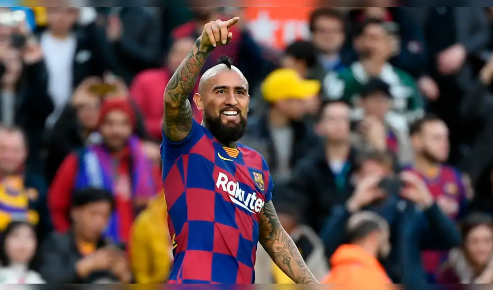 Gol de Vidal en el Barcelona vs Espanyol. Foto: AFP