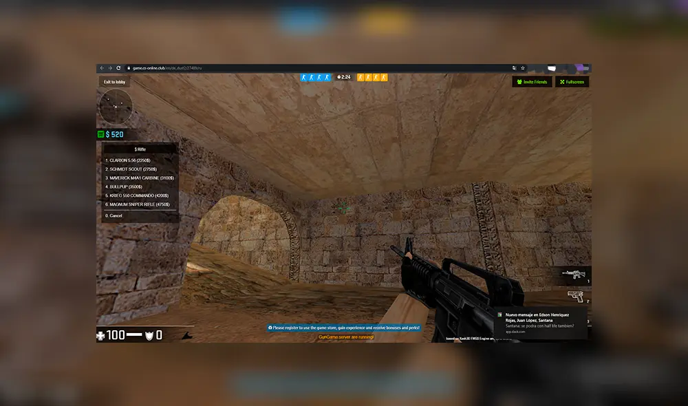 Todos los comandos para comprar armas y demás son idénticos a la versión clásica.