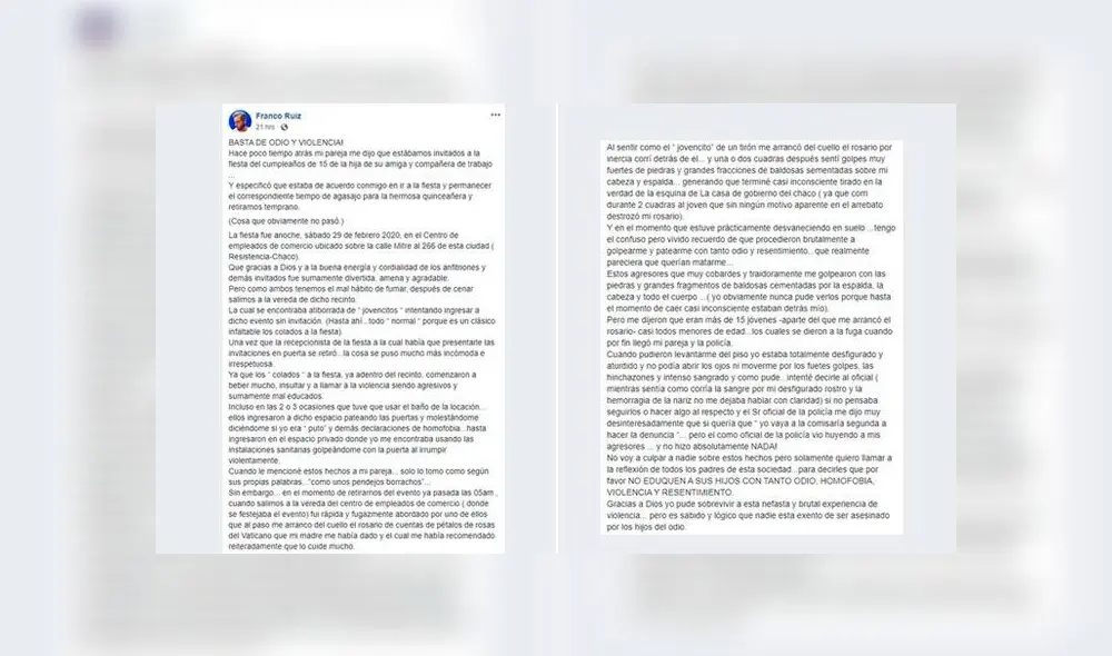 Hombre denuncia que sufrió agresión homofóbica: “Eran más de 15 jóvenes pegándome” [FOTO]