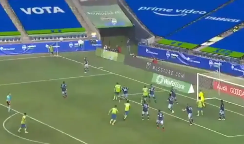 Ruidíaz fue el autor del tercer tanto que aseguraría la victoria de los Seattle Sounders. Foto: Captura Twitter