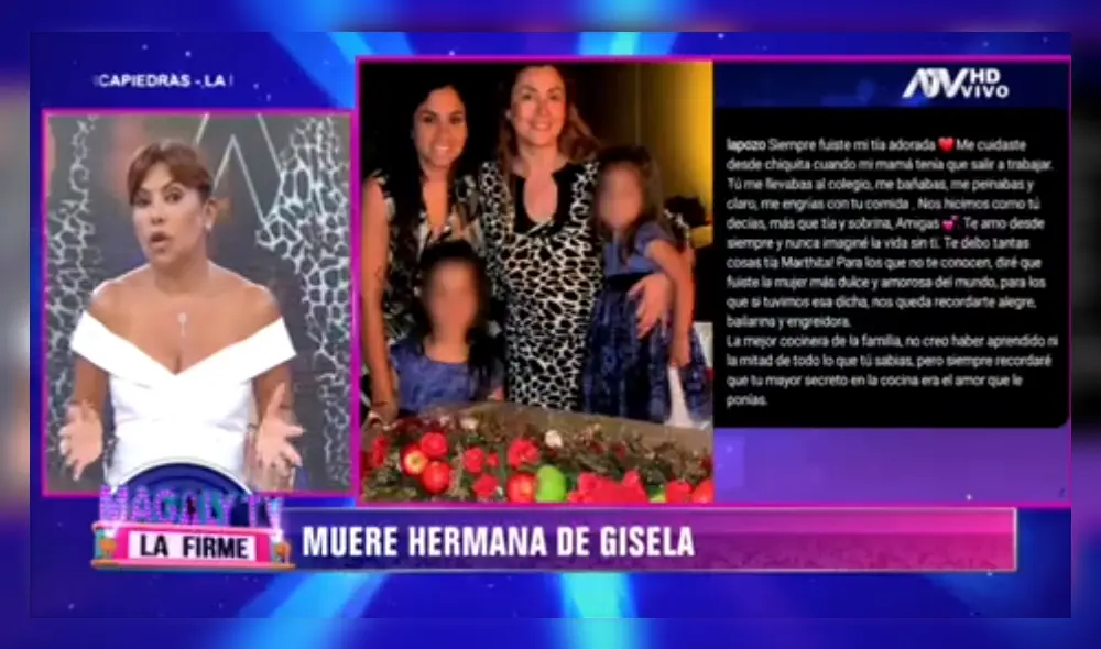 Magaly Medina envia emotivo mensaje a Gisela Valcarcel. Foto: Captura.