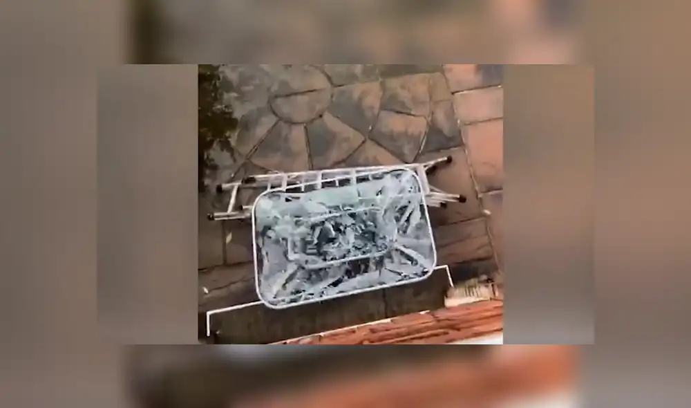 El joven provocó la molestia de su papá y tuvo que limpiar el patio de su casa. Foto: captura. El joven provocó la molestia de su papá y tuvo que limpiar el patio de su casa. Foto: captura.