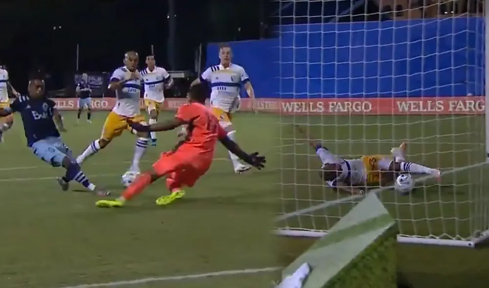 Yordy Reyna quiso darle un pase a su compañero. Sin embargo el balón impactó en Judson y terminó en el arco del San José, Foto: Captura TUDN.