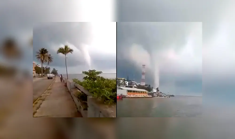 Daños de la tromba marina formada en México son evaluados por la Protección Civil local. Foto: Twitter