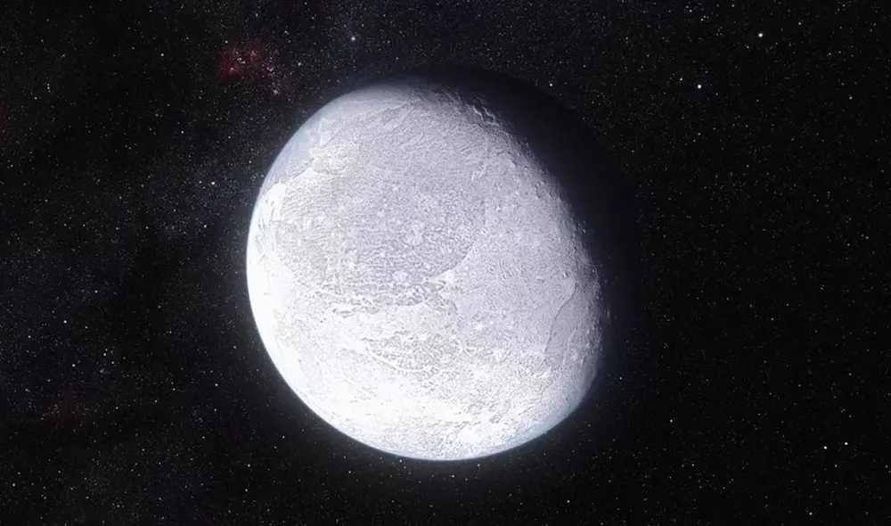 Impresión artística de Eris, el cuerpo celeste que finalmente fue clasificado como planeta enano. Imagen: ESO/L. Calçada