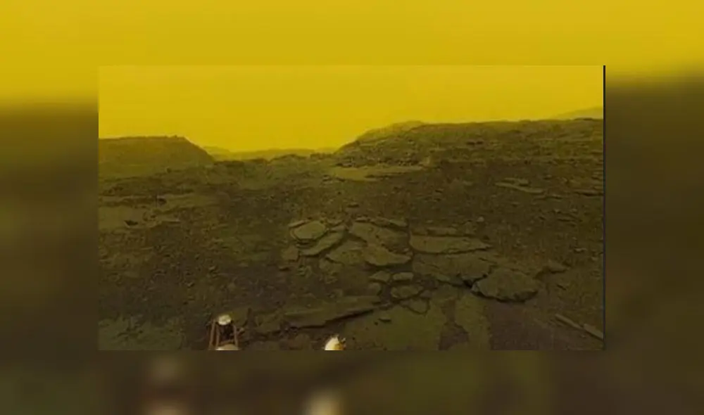 Fotografía de la superficie de Venus tomada por el módulo soviético Venera 13. Crédito: Venera team / Don P. Mitchell.