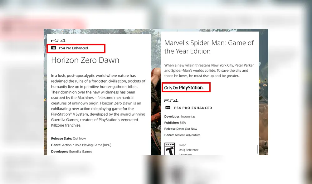 Otros exclusivos mantienen la frase 'Solo en PlayStation'. Incluso Horizon Zero Dawn (que se publicará para PC) ya no cuenta con la etiqueta.
