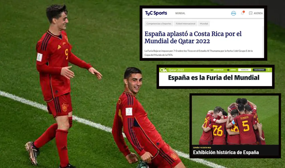 España ingresó a la historia de los mundiales con su goleada a Costa Rica. Foto: composición GLR/AFP España ingresó a la historia de los mundiales con su goleada a Costa Rica. Foto: composición GLR/AFP