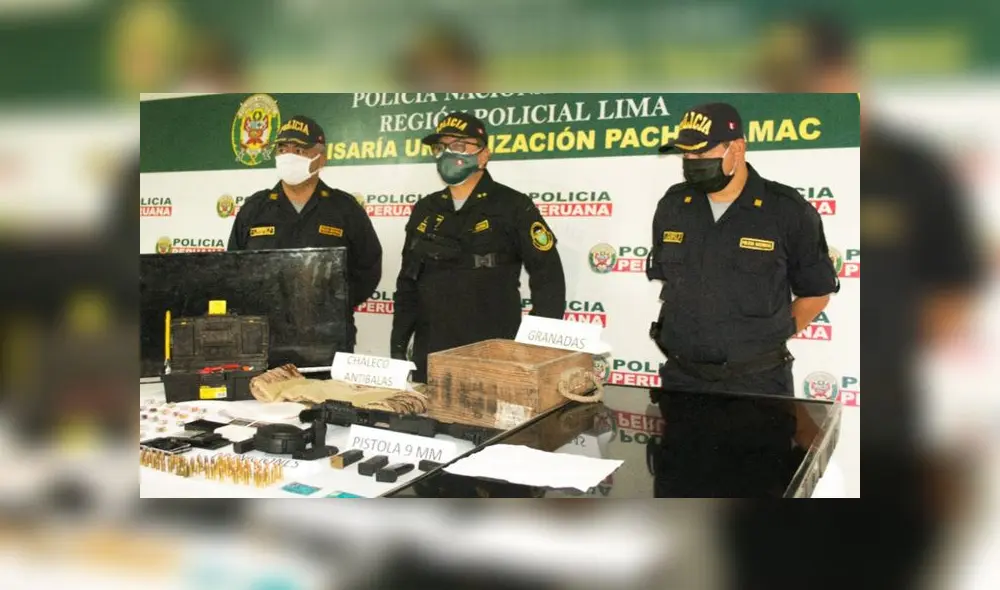 Delincuentes cayeron en vivienda, donde agentes encontraron el armamento y el croquis del lugar que iban a asaltar. (Foto: Policía Nacional del Perú)
