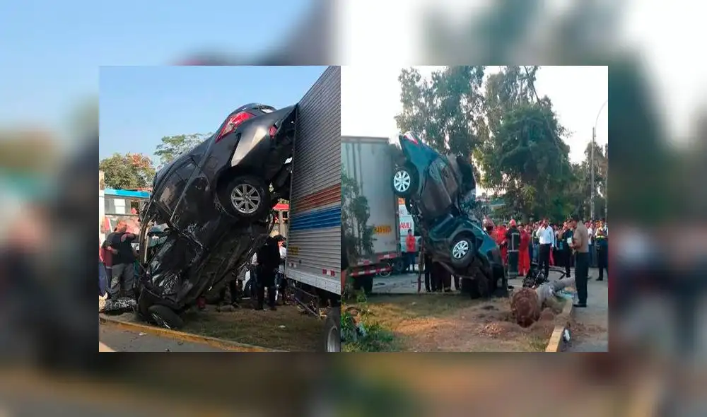 Los Olivos: video muestra impactante choque entre auto y camión en la avenida Universitaria [VIDEO] 