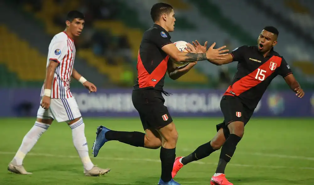 Gonzales Zela anotó el 2-1 con apenas segundos en la cancha de juego. Foto: @SeleccionPeru.
