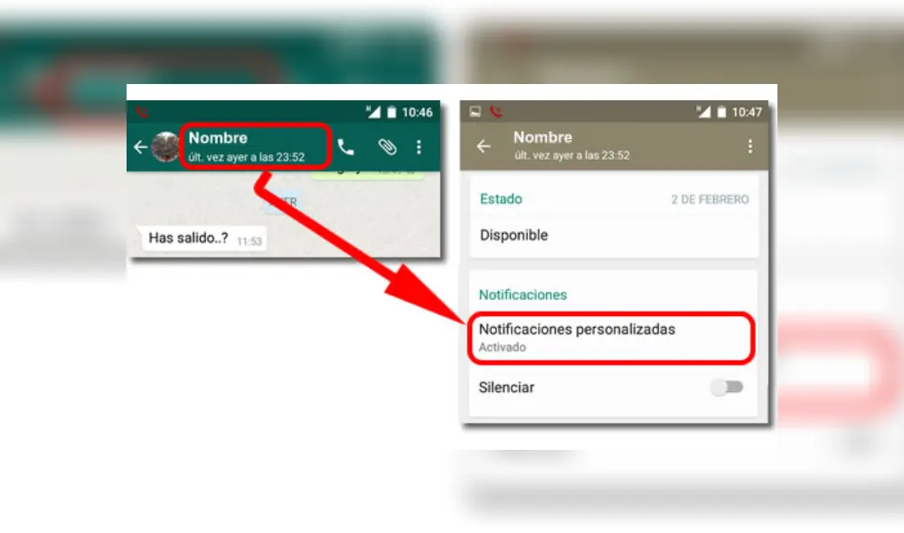 Configura las notificaciones personalizadas para tus contactos más cercanos.