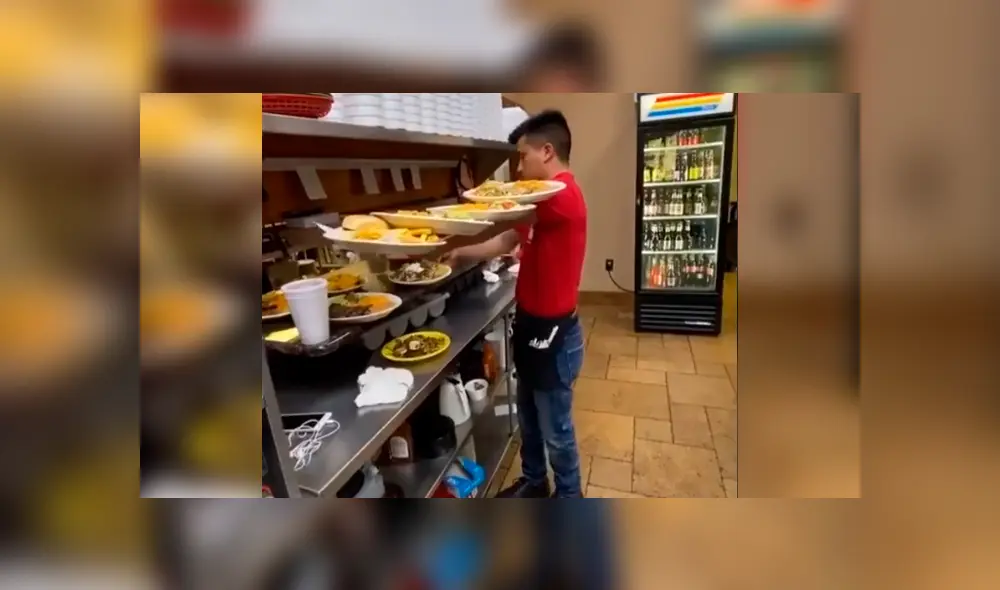 El joven asombró por llevar más de 5 platillos en un brazo. Foto: ntwrk/TikTok