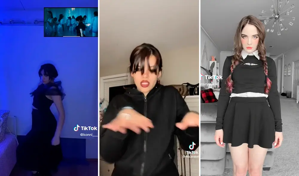Usuarias en redes se unieron al challenge Merlina. Foto: composición de LR/ captura de TikTok/@Chochi_, @Konni_, @Staryuuki Usuarias en redes se unieron al challenge Merlina. Foto: composición de LR/ captura de TikTok/@Chochi_, @Konni_, @Staryuuki