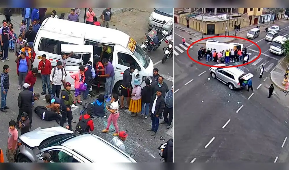 En Tacna transeúntes rescatan a estudiante que terminó bajo una combi