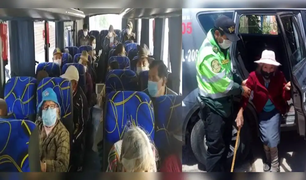 Policía de Cusco brindó bus y patrulleros para transportar a ancianitos de Pensión 65. Policía de Cusco brindó bus y patrulleros para transportar a ancianitos de Pensión 65.