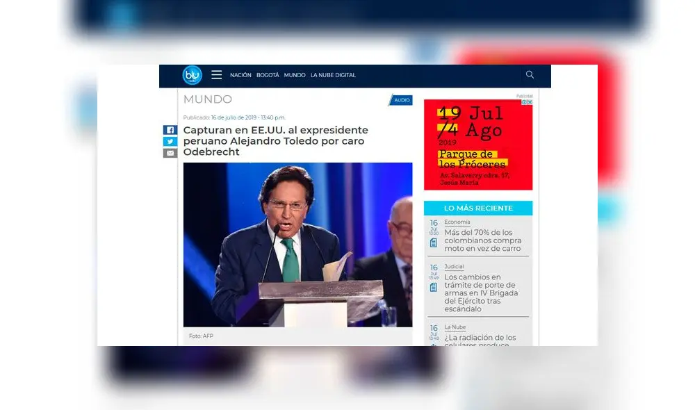 Blue Radio: Capturan en EE.UU. al expresidente peruano Alejandro Toledo por caro Odebrecht Blue Radio: Capturan en EE.UU. al expresidente peruano Alejandro Toledo por caro Odebrecht