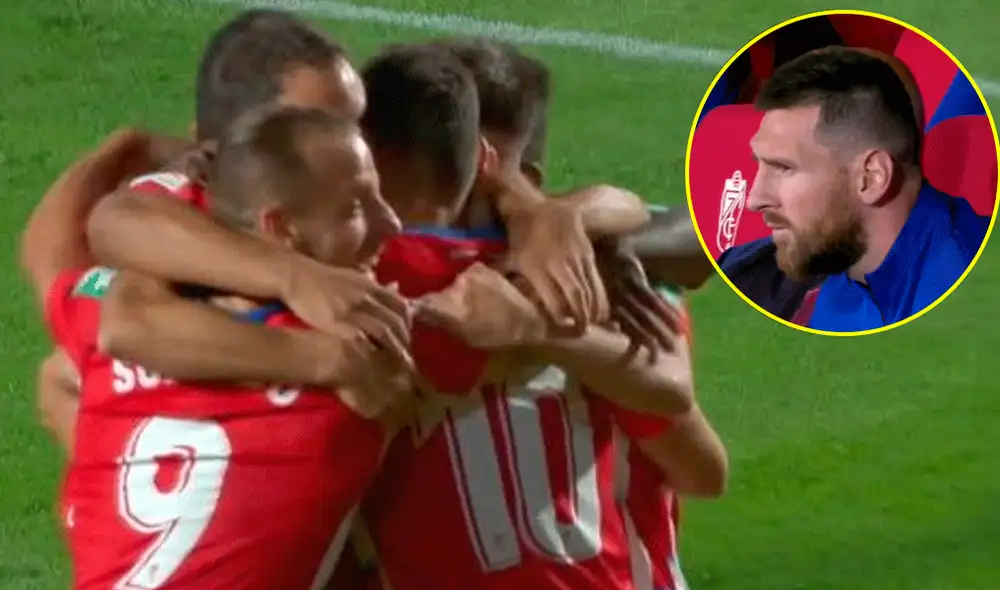 Ramón Azeez aprovechó un error de la defensa del FC Barcelona para marcar el 1-0 del Granada con golpe de cabeza. | Foto: ESPN Ramón Azeez aprovechó un error de la defensa del FC Barcelona para marcar el 1-0 del Granada con golpe de cabeza. | Foto: ESPN