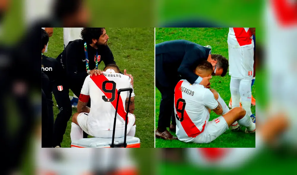 Copa América 2019: Paolo Guerrero es reanimado tras perder la final ante Brasil. Foto: EFE Copa América 2019: Paolo Guerrero es reanimado tras perder la final ante Brasil. Foto: EFE