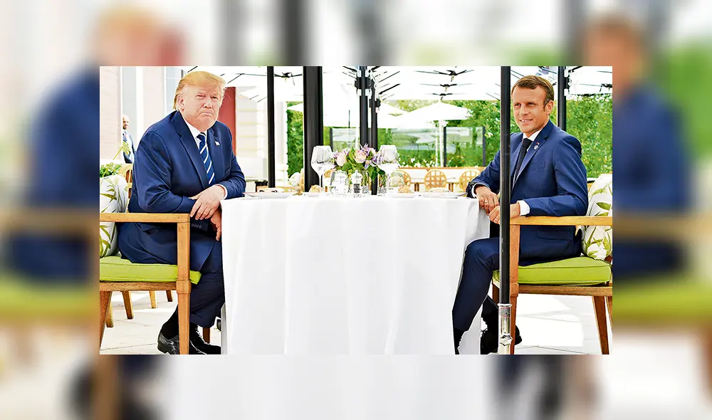 Reunión. Presidente Trump y Macron hablaron de temas económicos en reunión previa a la cumbre de líderes. Reunión. Presidente Trump y Macron hablaron de temas económicos en reunión previa a la cumbre de líderes.