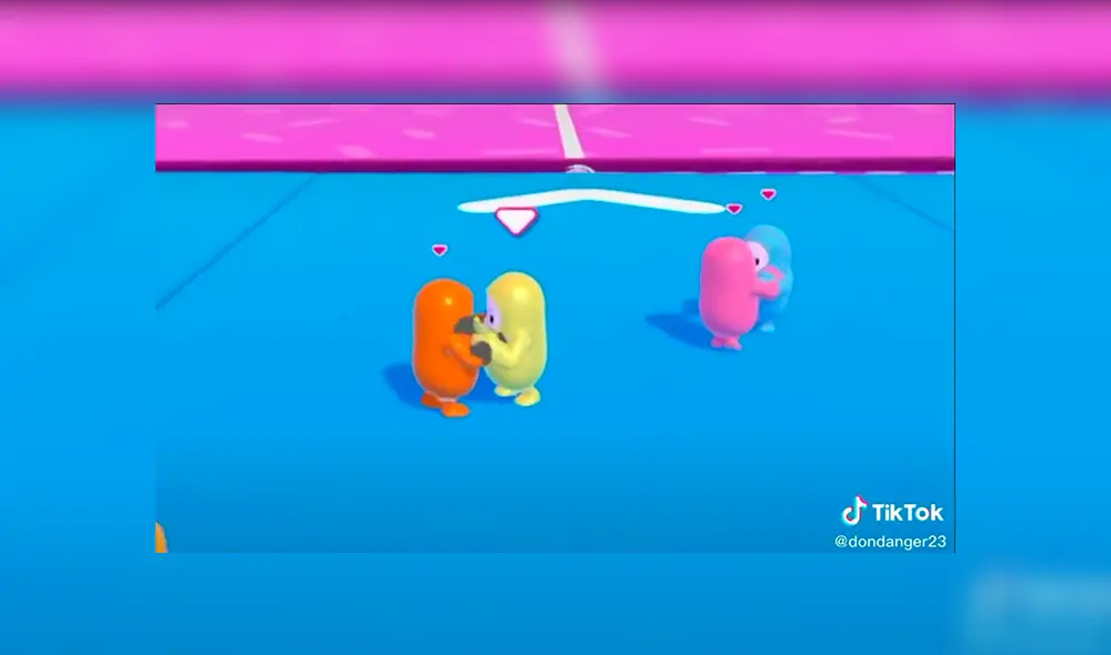 El mismo grupo de jugadores de Fall Guys baila la canción Eres, luego de presentarse como personajes de los Backyardigans. Foto captura: dondanger23.