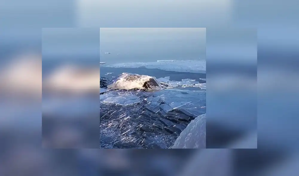 Desliza para descubrir lo que pasa cuando un lago congelado empieza a calentarse. Foto: Captura. Desliza para descubrir lo que pasa cuando un lago congelado empieza a calentarse. Foto: Captura.