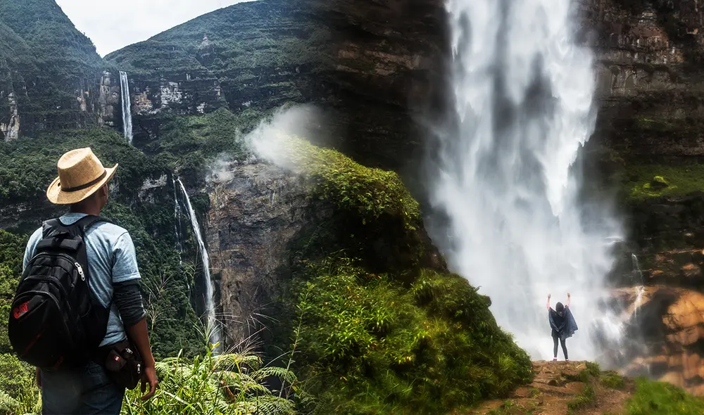 Gocta es la tercera catarata más alta del mundo y se ubica en Amazonas, Perú. Foto: composición La República/AFP