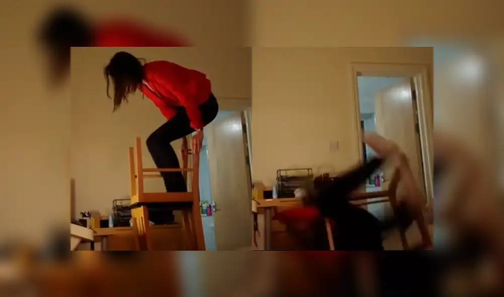 Facebook: Joven usa dos sillas para cambiar bombilla pero el resultado es desastroso [VIDEO]