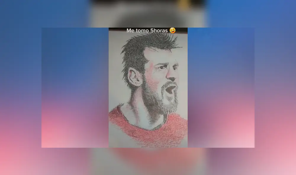 Desliza las imágenes para ver el increíble proceso que utilizó este joven para dibujar Lionel Messi. Fotocapturas: Carlos Idrogo Duarezes /TikTok