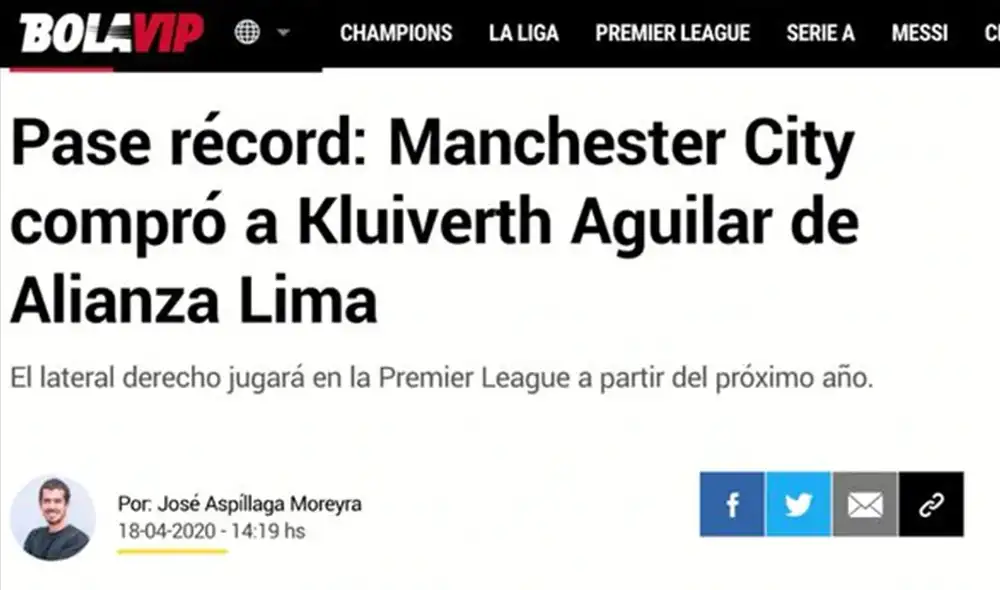 La prensa internacional destacó el pase de Kluiverth Aguilar al Manchester City. La prensa internacional destacó el pase de Kluiverth Aguilar al Manchester City.