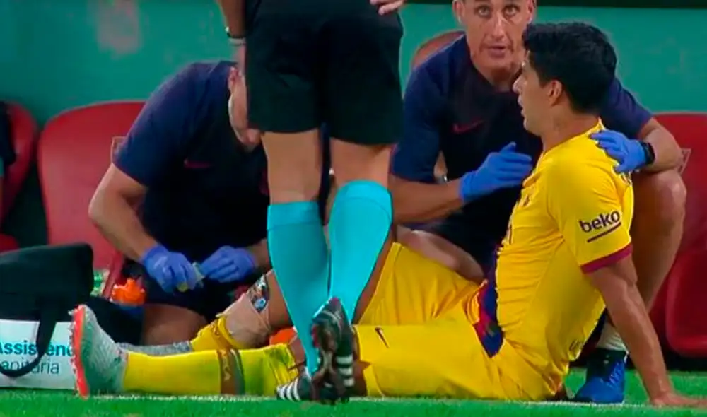 Luis Suárez salió golpeado del partido entre Barcelona vs. Athletic Bilbao por la primera fecha de la Liga Santander. Luis Suárez salió golpeado del partido entre Barcelona vs. Athletic Bilbao por la primera fecha de la Liga Santander.