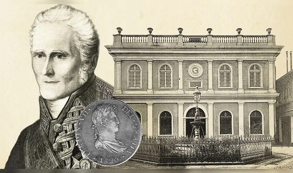 CASA DE LA MONEDA. La divisa en tiempos coloniales era el peso, entre estas el peso fuerte de ocho reales con la figura del rey Fernando VII en el reverso. Estas se acuñaban en la Casa de la Moneda, que aún hoy produce la moneda de Sol, en el Jr. Jirón 781, Barrios Altos. En 1820, el virrey Pezuela (izquierda) decretó varias medidas económicas extraordinarias para financiar al ejército realista.