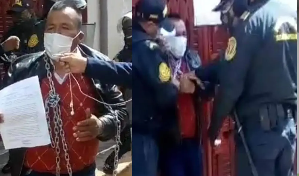 El desalojo fue realizado por personal de la Policía Nacional. Fotocaptura: Puno Noticias.